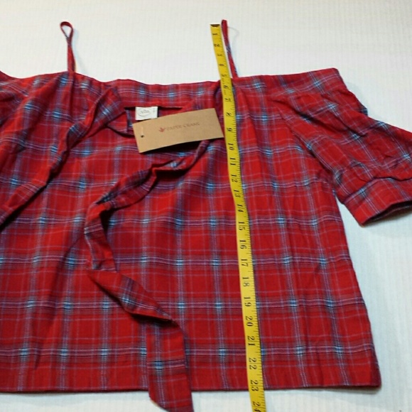 Anthropologie Paper Crane Plaid Blouse Top Large - Picture 7 of 8